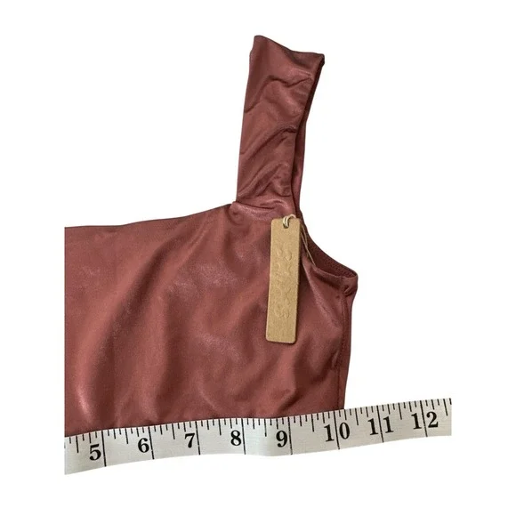 New SKIMS Bralette Top Women's XS Berry Stretch Satin Square‎ Neck Romantic New - Picture 9 of 10